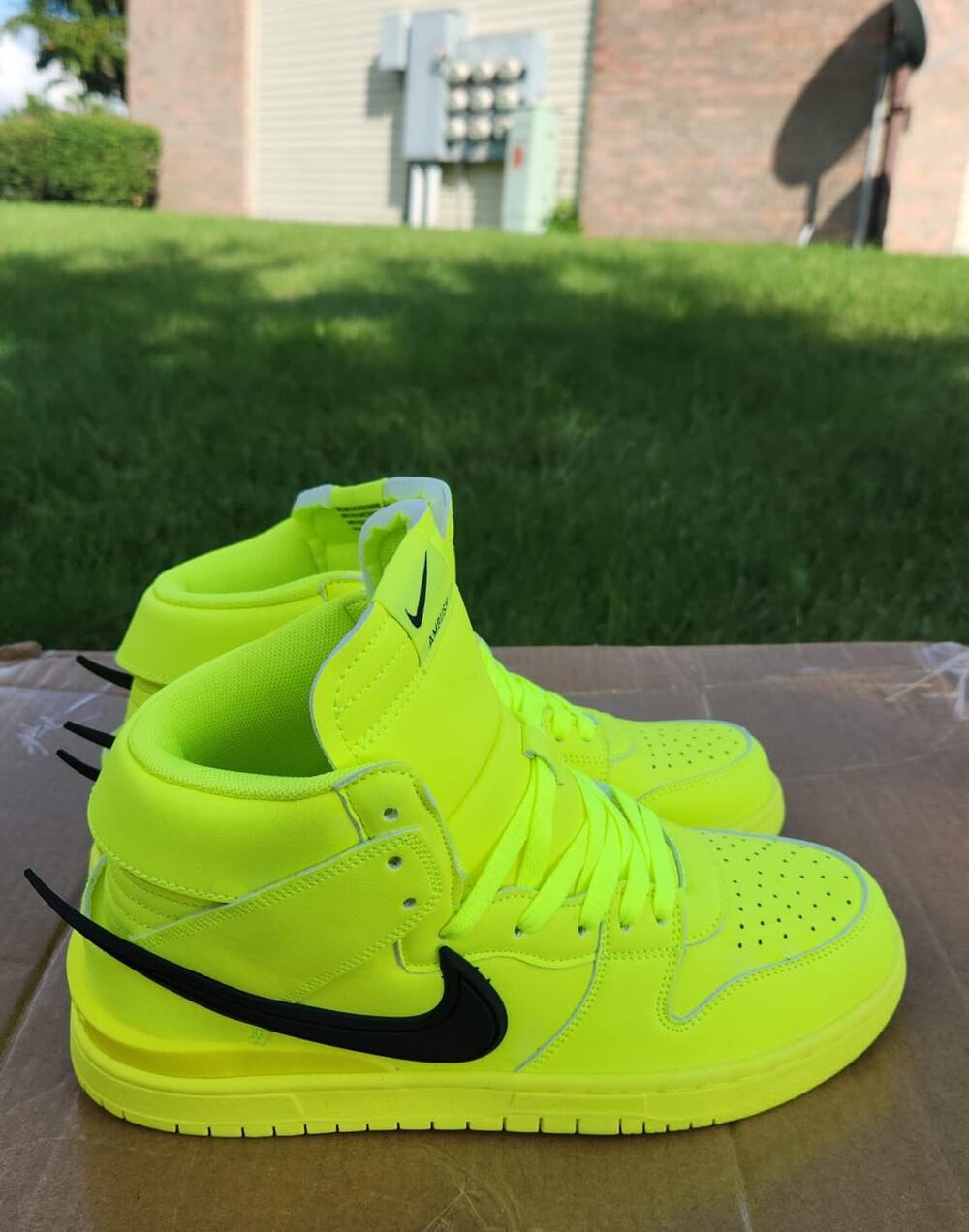 Brand New Neon Yellow High-Top Sneakers | Black Oversized Side Detail